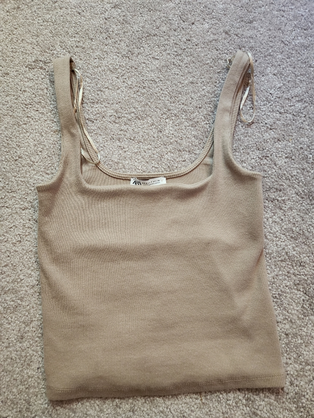 Zara Taupe Square Neck Tank Small
